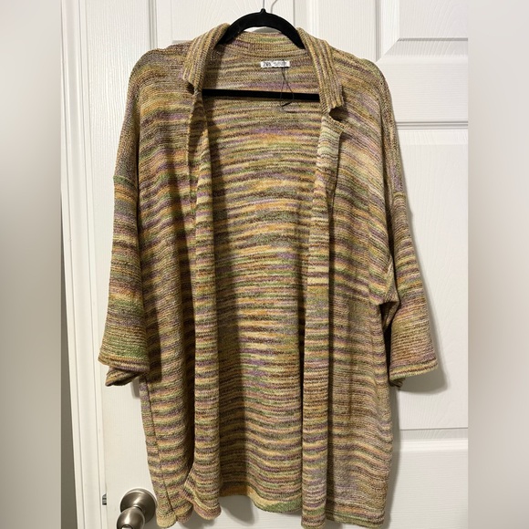 Zara Striped Multicolor Button Cardigan- L - Picture 5 of 6